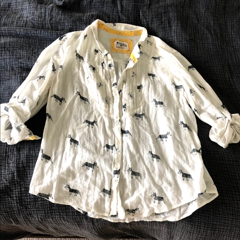 Women’s Anthropologie blouse with horse print!